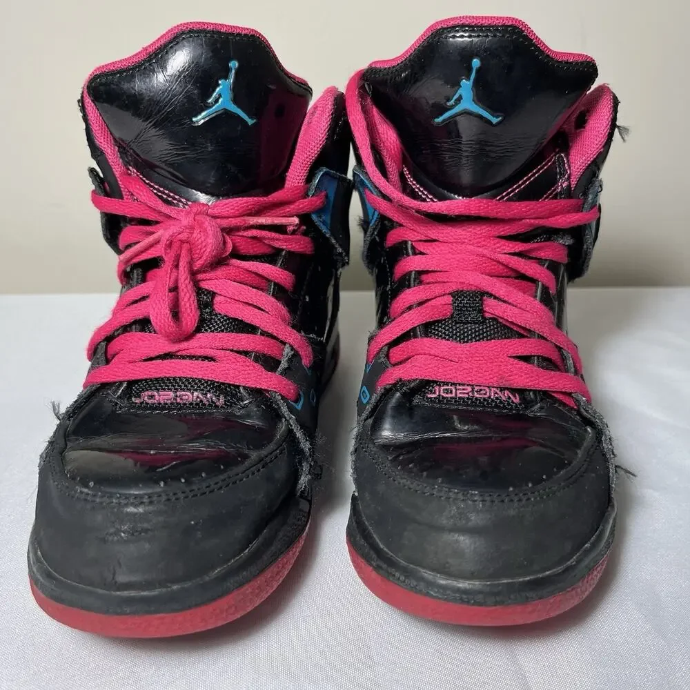 2013 Nike Air Jordan SC1 Black/Dynamic Blue/Vivid Pink Youth Shoes Size 3Y Retro